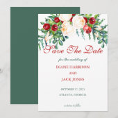 Invitation Tiges aquarelles de rose et de baie pour mariage (Devant / Derrière)