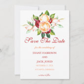 Invitation Tiges aquarelles de rose et de baie pour mariage (Devant)