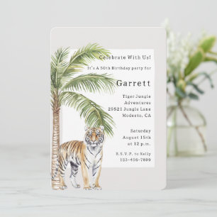 Invitation Tigre (adulte) Jungle Animal Palm Tree Anniversair