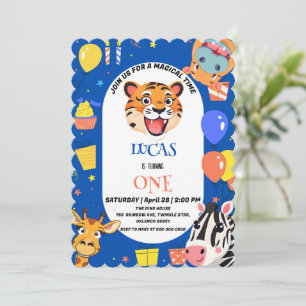 Invitation Tigre amusant Zèbre Hippopotame safari zoo Anniver