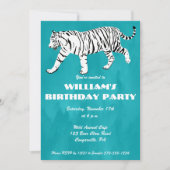 Invitation Tigre blanc Turquoise, Turquoise Blue Anniversaire (Devant)