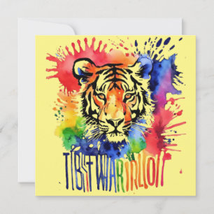 Invitation Tigre coloré aquarelle drôle