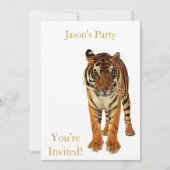 Invitation Tigre de fête d'anniversaire sur blanc (Devant)