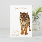 Invitation Tigre de fête d'anniversaire sur blanc (Debout devant)