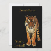 Invitation Tigre de fête d'anniversaire sur noir (Devant)
