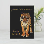 Invitation Tigre de fête du 30e anniversaire en noir (Debout devant)