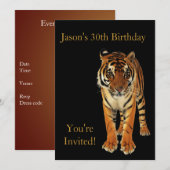 Invitation Tigre de fête du 30e anniversaire en noir (Devant / Derrière)
