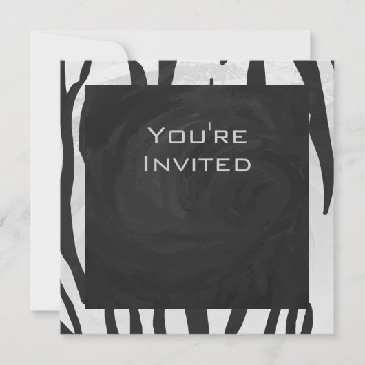 Invitation Tigre Monogramme Impression Noir et Blanc (Devant)