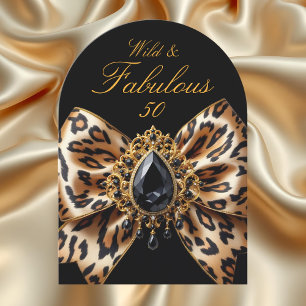 Invitation Tigre sauvage Fabuleux Anniversaire 50 Nœud Noir B
