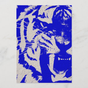 Invitation tigre vintage bleu d'abrégé sur grunge animal