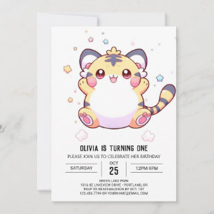 Invitation Tigre Whimsical 1er anniversaire