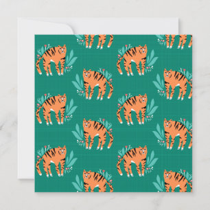Invitation Tigres avec fleurs