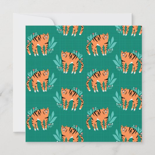 Invitation Tigres avec fleurs (Devant)
