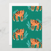 Invitation Tigres avec fleurs (Devant / Derrière)