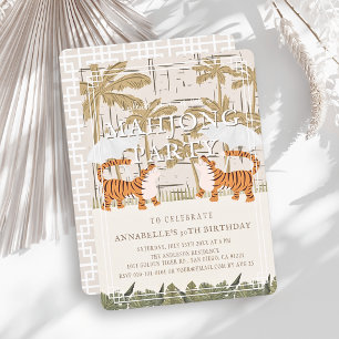 Invitation Tigres Rugissants Beige Chinoiserie Anniversaire M