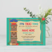 Invitation Tiki Anniversaire Fête Aloha Luau Totem PoIe Tropi (Debout devant)