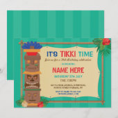 Invitation Tiki Anniversaire Fête Aloha Luau Totem PoIe Tropi (Devant / Derrière)