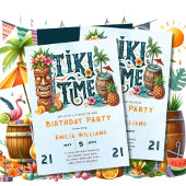 Invitation TIKI ANNIVERSAIRE Tropical Luau Hawaiian Party