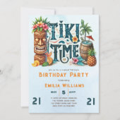 Invitation TIKI ANNIVERSAIRE Tropical Luau Hawaiian Party (Devant)