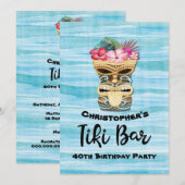 Invitation Tiki Bar Luau Hawaiian Anniversaire (Devant / Derrière)