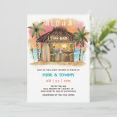 Invitation Tiki Beach Bar | Baby shower de la mer du coucher  (Debout devant)