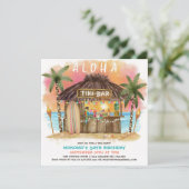Invitation Tiki Beach Bar | Mer tropicale coucher de soleil A (Debout devant)