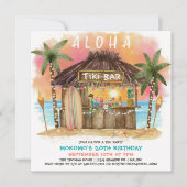 Invitation Tiki Beach Bar | Mer tropicale coucher de soleil A (Devant)