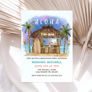 Invitation Tiki Beach Bar Tropical Graduation Party