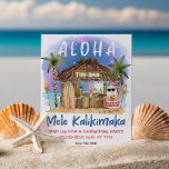 Invitation Tiki Beach Bar Tropical Père Noël Christmas Party<br><div class="desc">L'invitation à la fête de Noël tropicale montre Père Noël profiter de vacances dans un bar Tiki sur la plage sous la lune et des étoiles avec des palmiers, des lampes à cordes de vacances et des salutations hawaïennes "Aloha" et "Mele Kalikimaka". Cocktails tropicaux, ananas, hibiscus et feuilles de palmiers,...</div>