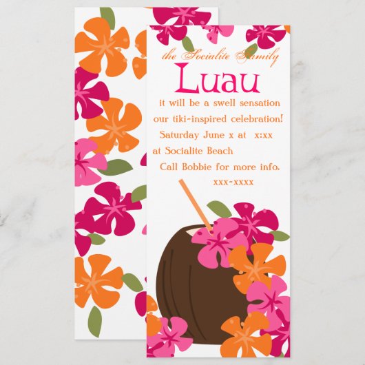 Invitation Tiki Blossoms (Devant / Derrière)