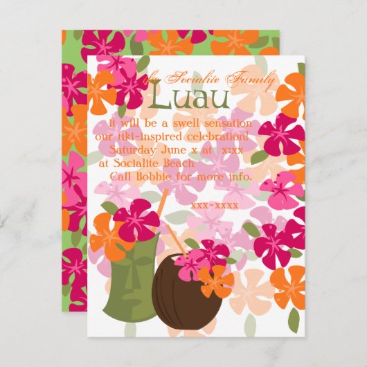 Invitation Tiki Blossoms (Devant / Derrière)