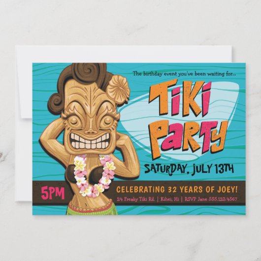 Invitation Tiki Fête d'anniversaire Luau Fête d'été (Devant)