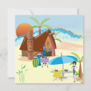 Invitation Tiki/Luau à la plage