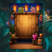 Invitation Tiki Luau Hawaiian Tropical Island Beach Anniversa