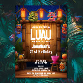 Invitation Tiki Luau Hawaiian Tropical Island Beach Anniversa