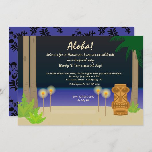 Invitation Tiki Night Party (Devant / Derrière)