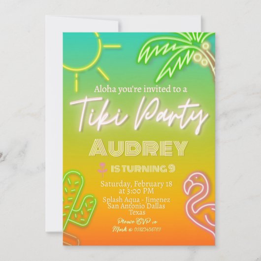 Invitation Tiki Party - Anniversaire (Devant)