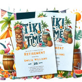 Invitation TIKI RETRAITE Tropical Luau Hawaiian Party