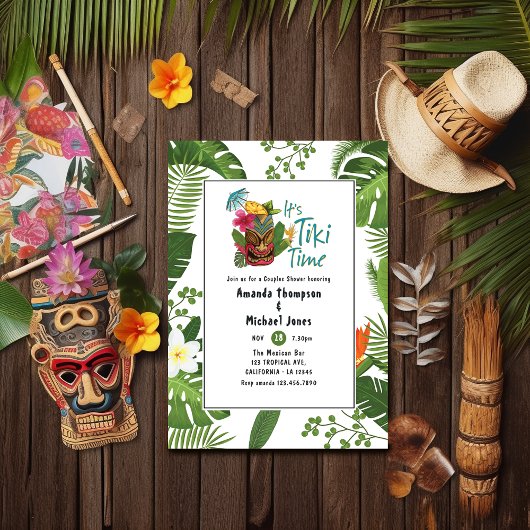 Invitation Tiki Time Luau Summer Beach Couples Douche