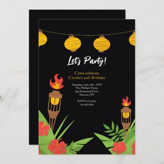 Invitation Tiki Torches (Devant / Derrière)