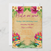 Invitation Tiki Tropical Hawaiian Luau Hula sur Anniversaire (Devant)