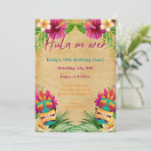 Invitation Tiki Tropical Hawaiian Luau Hula sur Anniversaire (Debout devant)