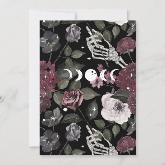 Invitation Til Death Aquarelle Squelette Mains Mariage gothiq (Dos)