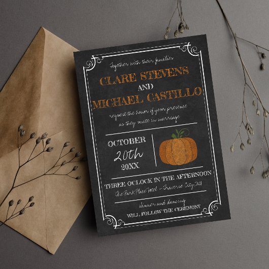 Invitation Til Death Automne Citrouille Orange Black Mariage