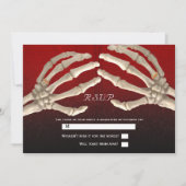 Invitation Til Death Blood Red Skeleton Gold Wedding RSVP (Devant)