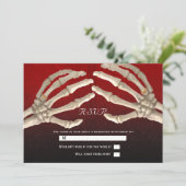 Invitation Til Death Blood Red Skeleton Gold Wedding RSVP (Debout devant)