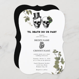 Invitation Til Death Coeur gothique Mariage des crânes florau