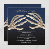 Invitation Til Death Do Blue Skeleton Gold Mariage Mariage (Devant / Derrière)