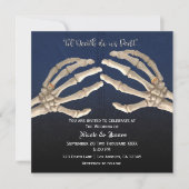 Invitation Til Death Do Blue Skeleton Gold Mariage Mariage (Devant)