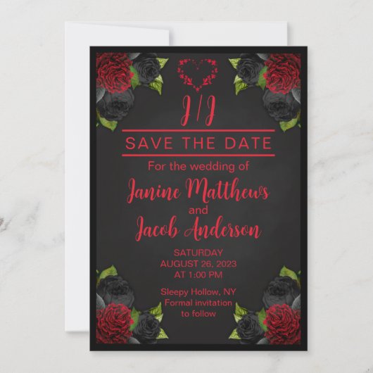 Invitation Til Death Do Us Part Goth Black Save the Date (Devant)